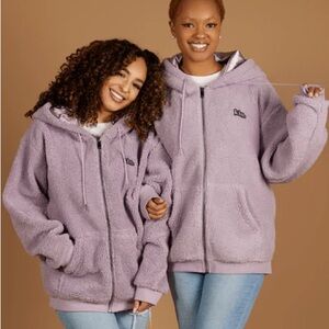 Kin Apparel Teddy Satin Lined Zip Up Hoodie NWOT